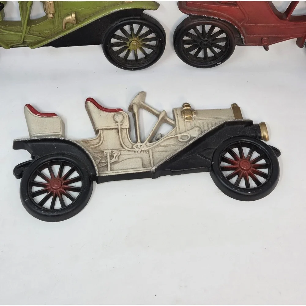 Vintage Midwest Cast Aluminum Antique Car Wall Plaques Set of 3 MCM Garage Decor